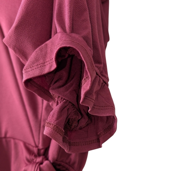 A.U.W. WOMEN'S BURGUNDY ELEGANT V-NECK BLOUSE WITH TIE DETAIL SIZE XL - Picture 9 of 11